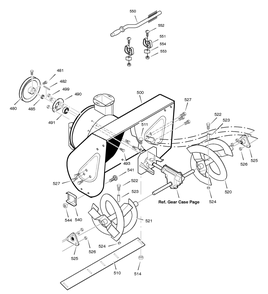 Auger Housing Diagram and Parts List for 626752X16A-ST7526 2006 Briggs and Stratton Snow Blower